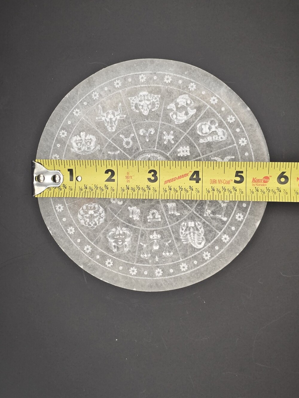 6" Selenite Crystal Zodiac Wheel Charging Plate Altar Decor - Picture 9 of 10